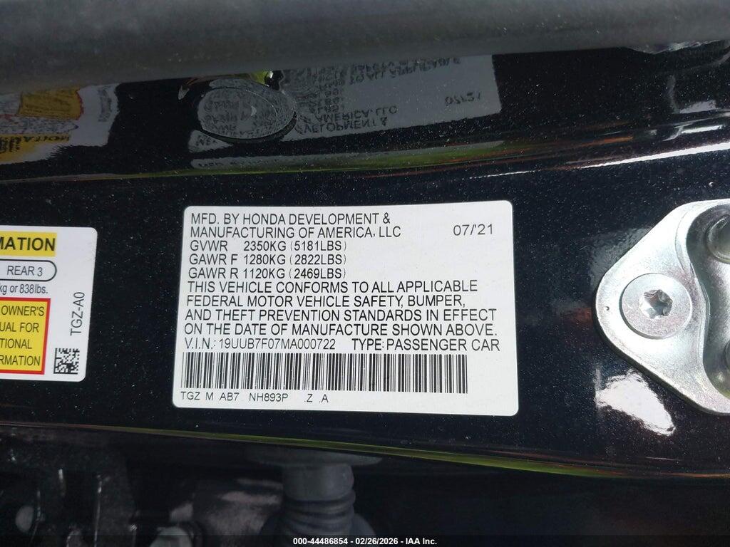 19UUB7F07MA000722 2021 ACURA TLX photo no. 9
