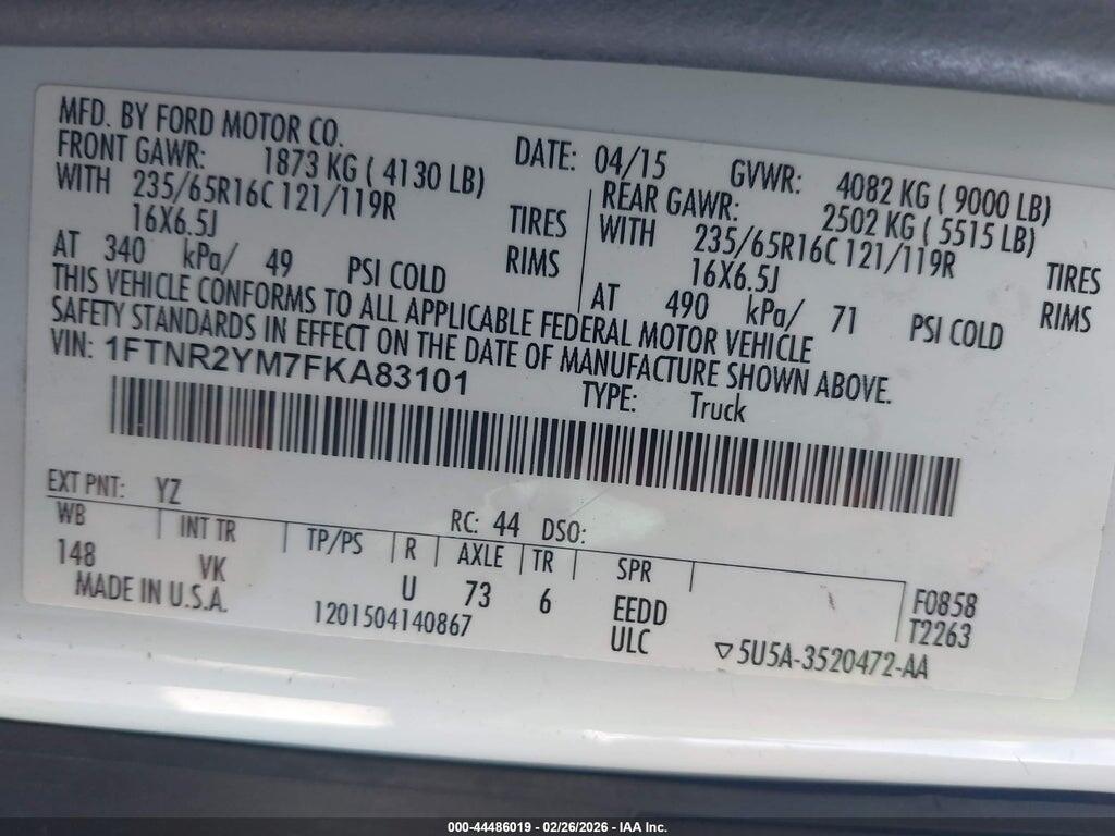1FTNR2YM7FKA83101 2015 FORD TRANSIT-250 photo no. 9