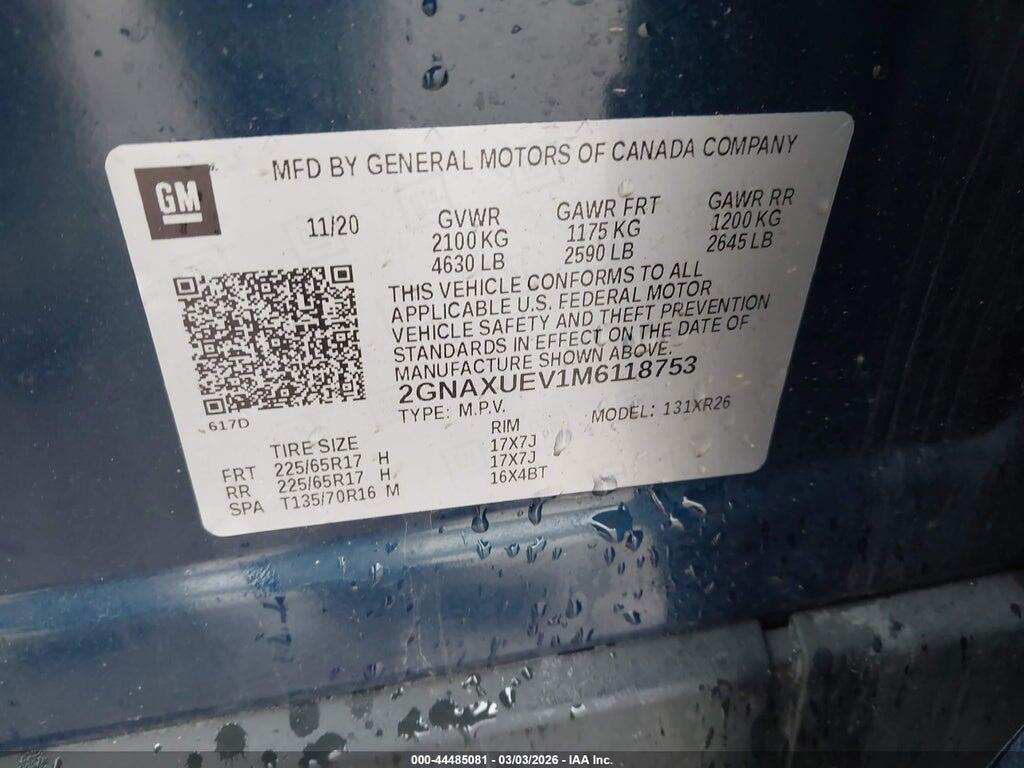 2GNAXUEV1M6118753 2021 CHEVROLET EQUINOX photo no. 9