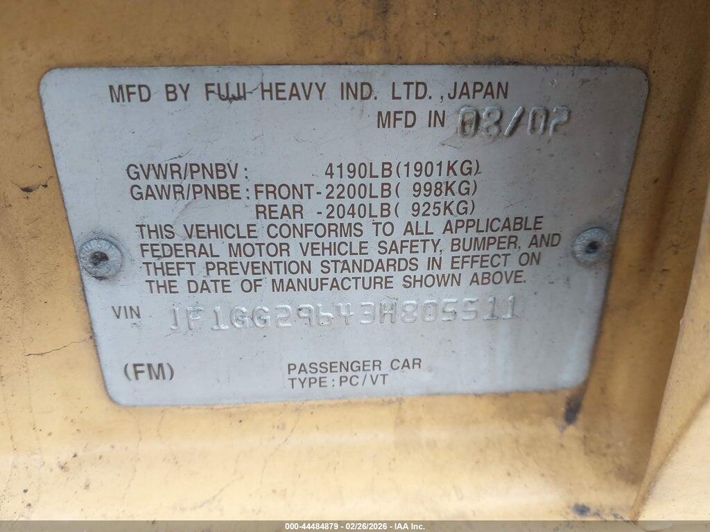 JF1GG29643H805511 2003 SUBARU IMPREZA photo no. 9