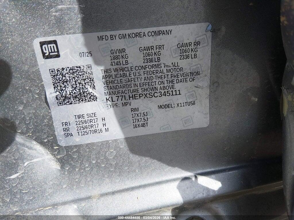 KL77LHEPXSC345111 2025 CHEVROLET TRAX photo no. 9