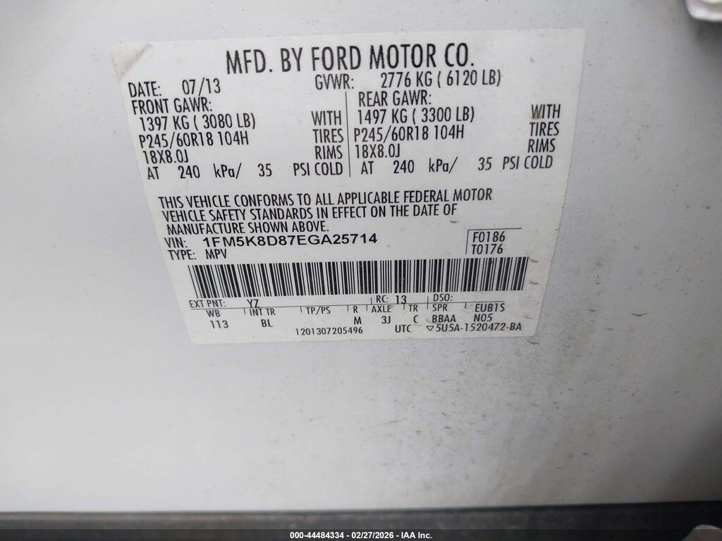 1FM5K8D87EGA25714 2014 FORD EXPLORER photo no. 9