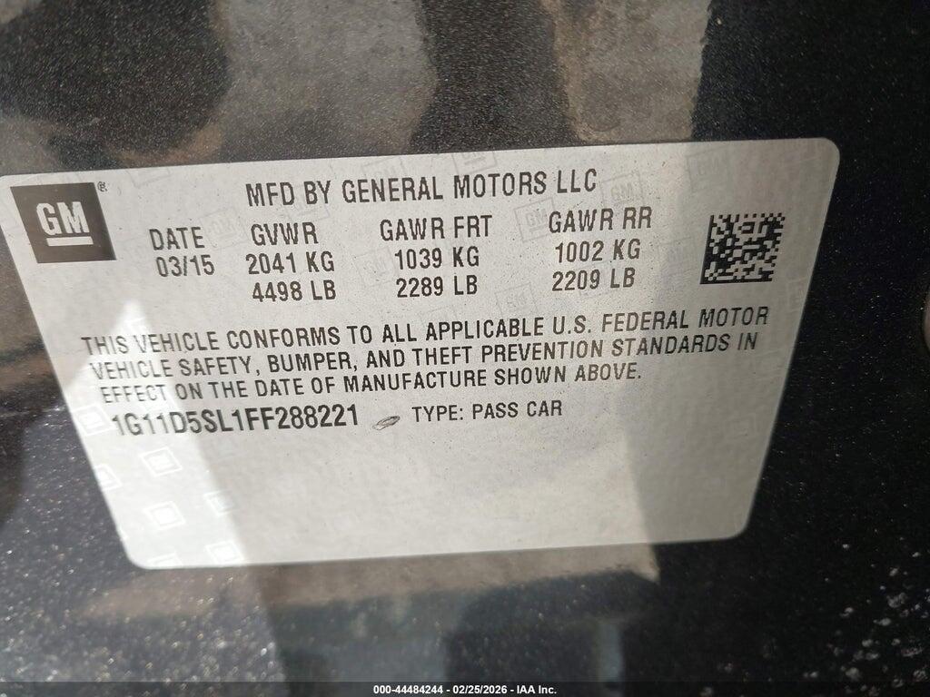 1G11D5SL1FF288221 2015 CHEVROLET MALIBU photo no. 9