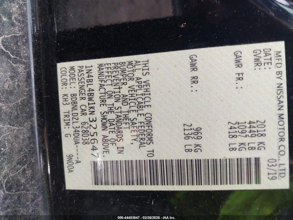 1N4BL4BW1KN325647 2019 NISSAN ALTIMA photo no. 9
