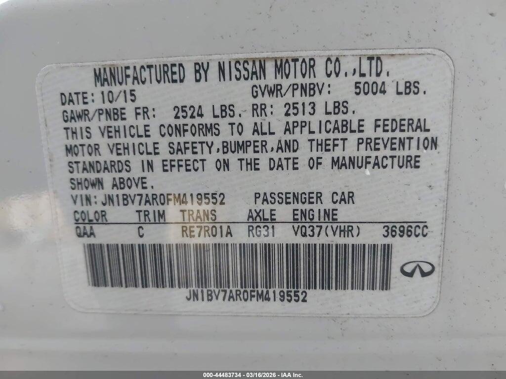 JN1BV7AR0FM419552 2015 INFINITI Q50 photo no. 9
