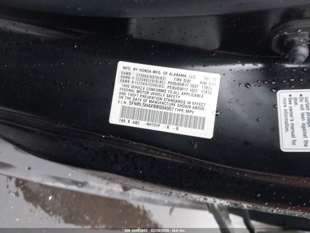5FNRL5H4XBB004001 2011 HONDA ODYSSEY photo no. 9