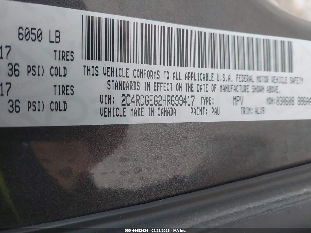 2C4RDGEG2HR699417 2017 DODGE GRAND CARAVAN photo no. 9