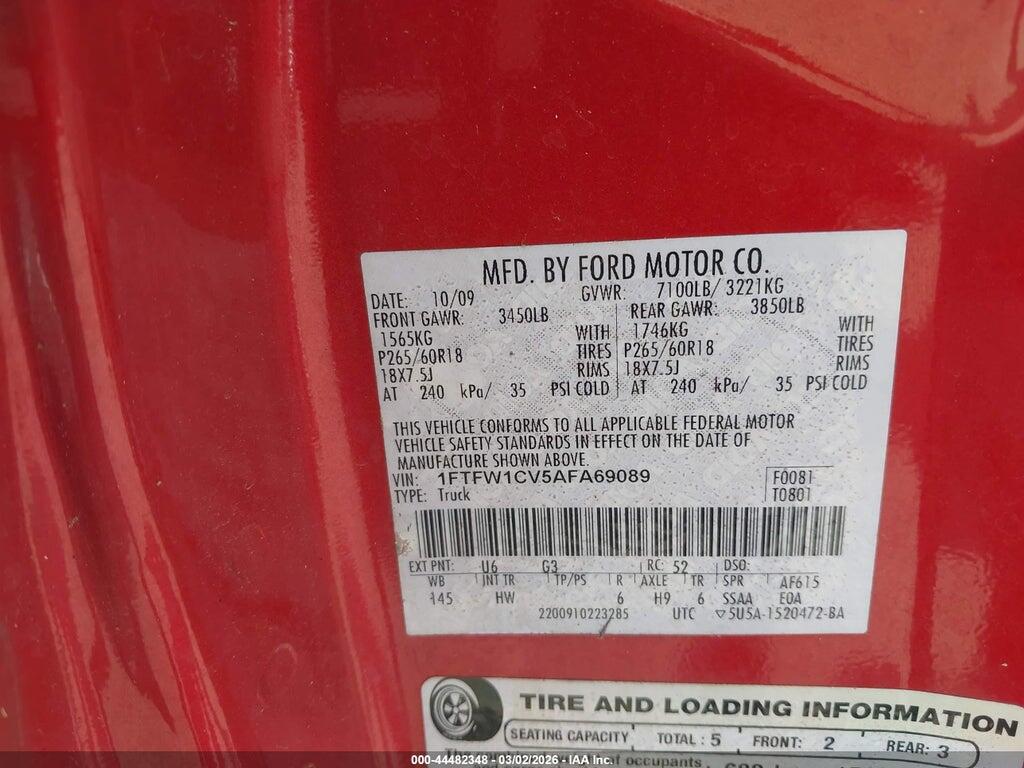1FTFW1CV5AFA69089 2010 FORD F-150 photo no. 9