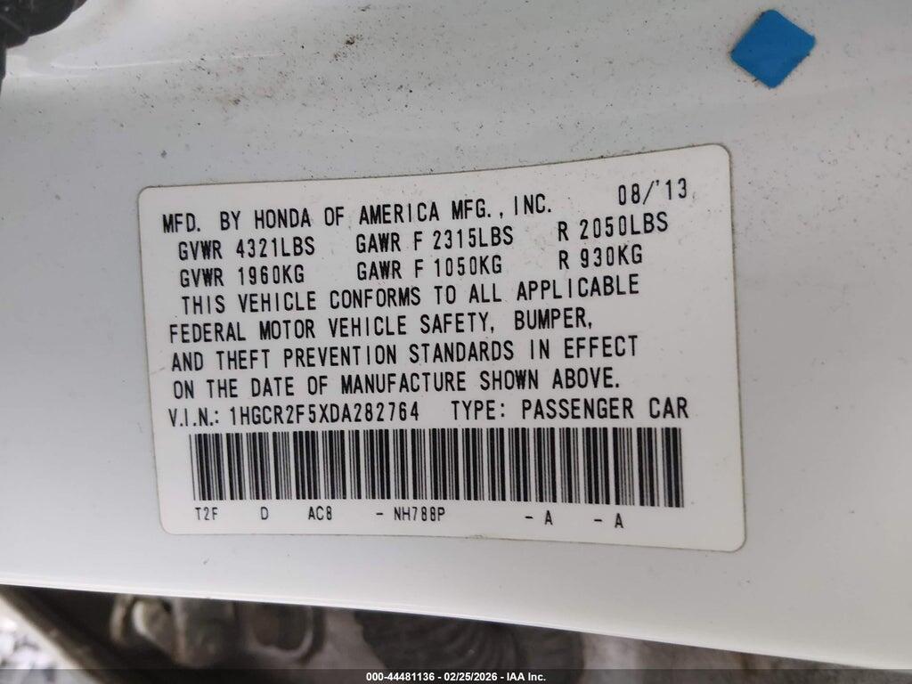 1HGCR2F5XDA282764 2013 HONDA ACCORD photo no. 9