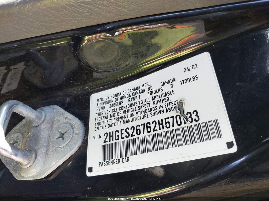 2HGES26762H570133 2002 HONDA CIVIC photo no. 9