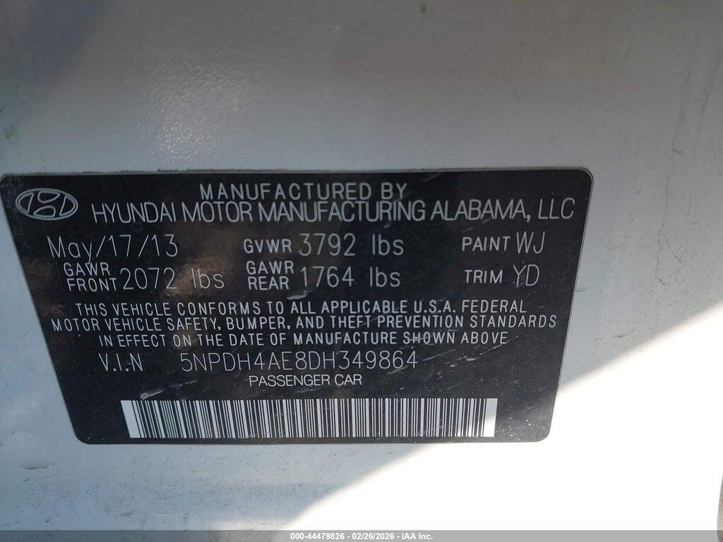 5NPDH4AE8DH349864 2013 HYUNDAI ELANTRA photo no. 9