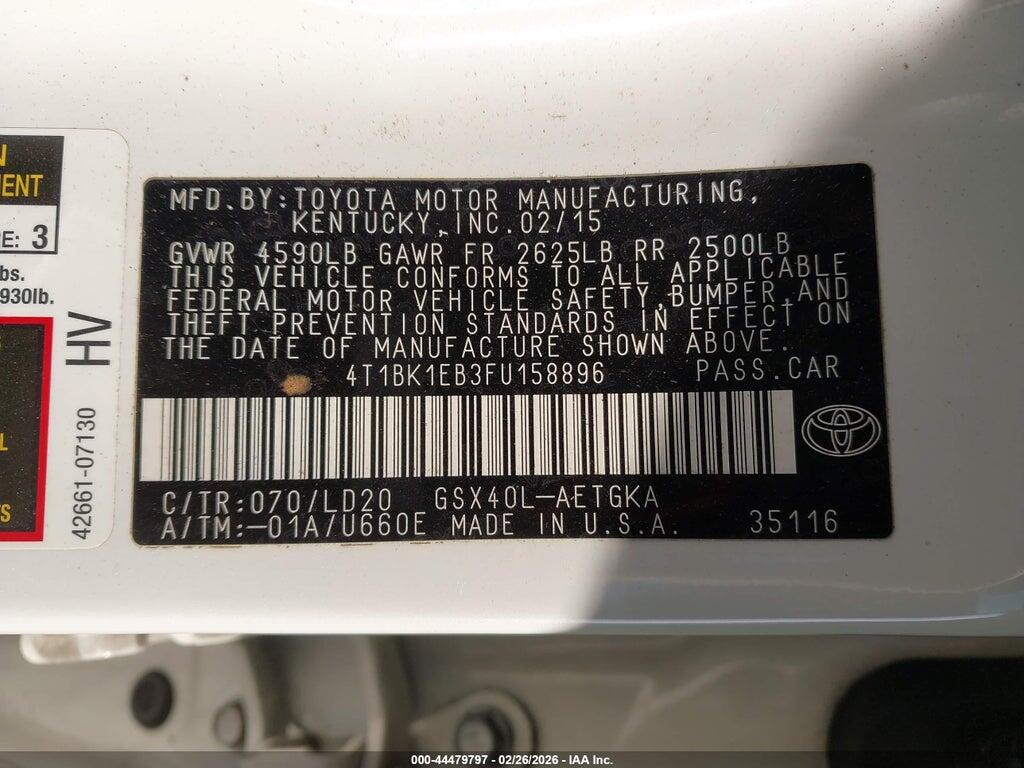 4T1BK1EB3FU158896 2015 TOYOTA AVALON photo no. 9