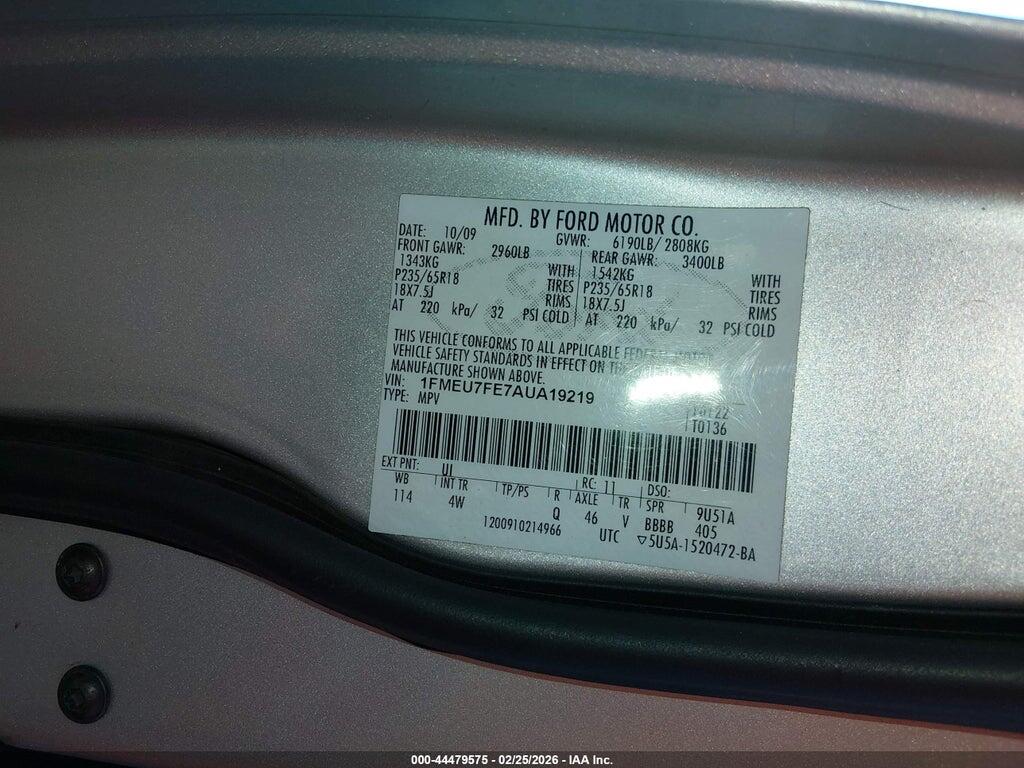 1FMEU7FE7AUA19219 2010 FORD EXPLORER photo no. 9