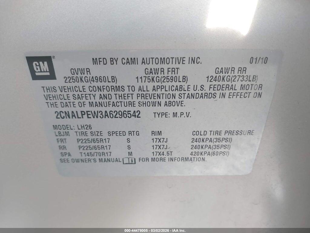 2CNALPEW3A6296542 2010 CHEVROLET EQUINOX photo no. 9