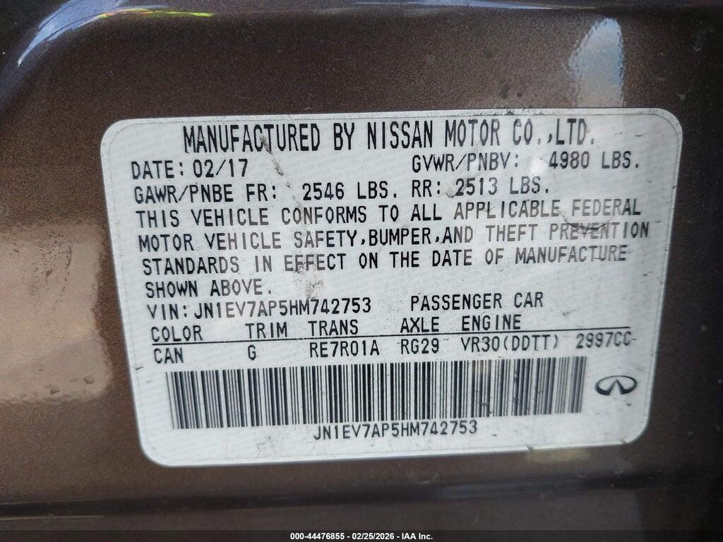 JN1EV7AP5HM742753 2017 INFINITI Q50 photo no. 9