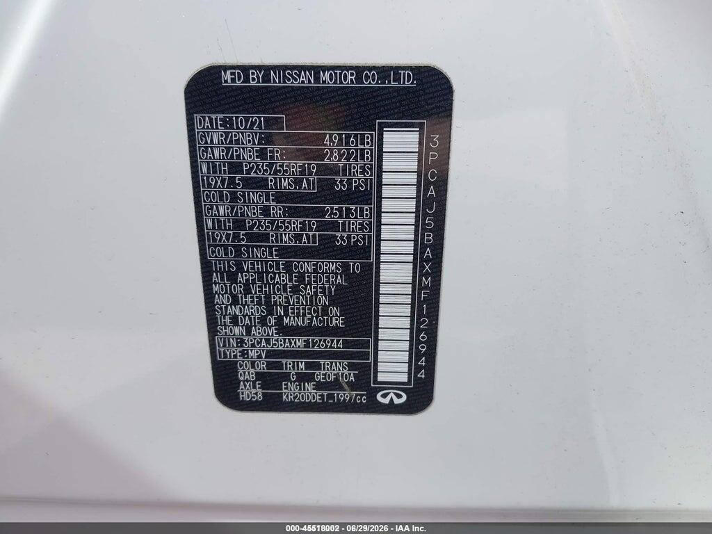3PCAJ5BAXMF126944 2021 INFINITI QX50 photo no. 9