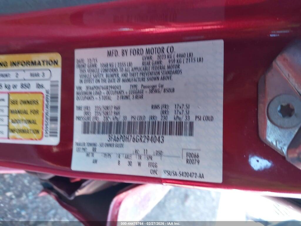 3FA6P0H76GR294043 2016 FORD FUSION photo no. 9