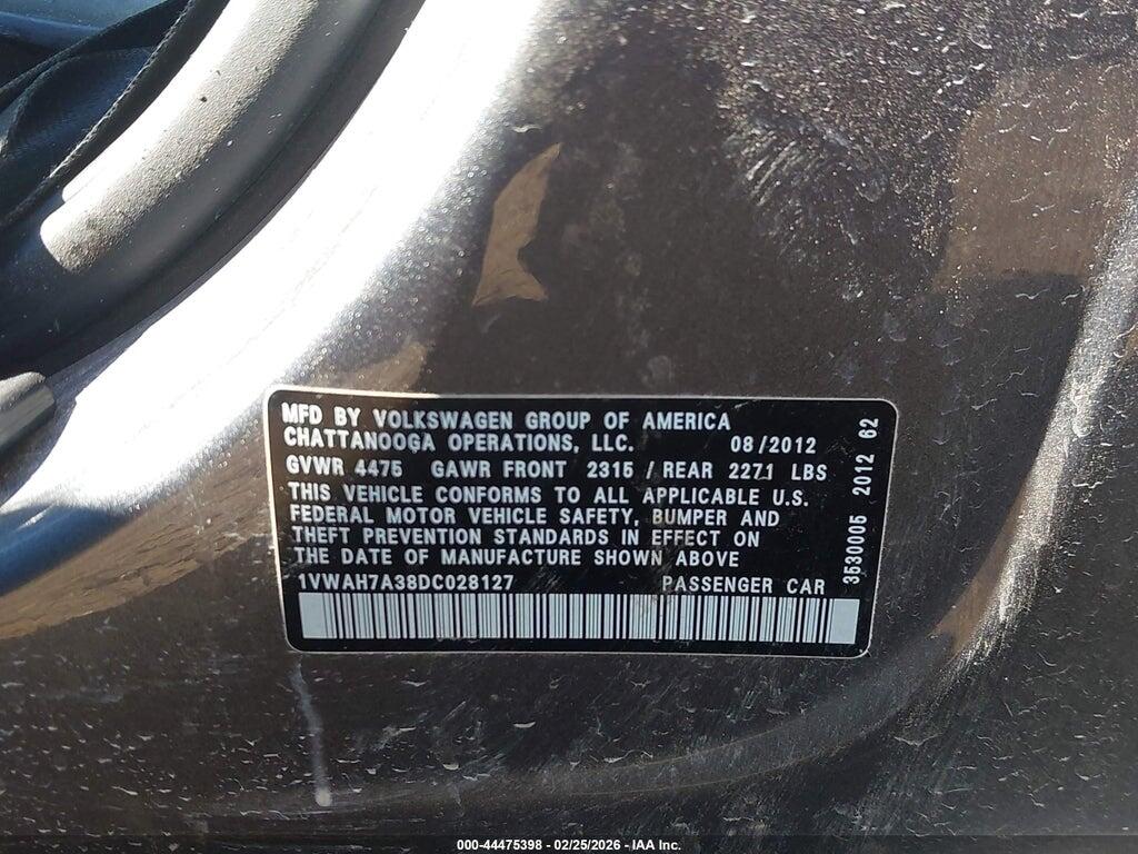 1VWAH7A38DC028127 2013 VOLKSWAGEN PASSAT photo no. 9