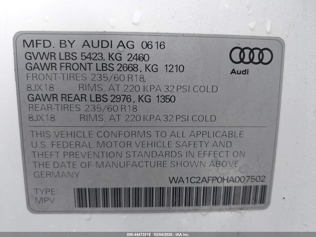 WA1C2AFP0HA007502 2017 AUDI Q5 photo no. 9