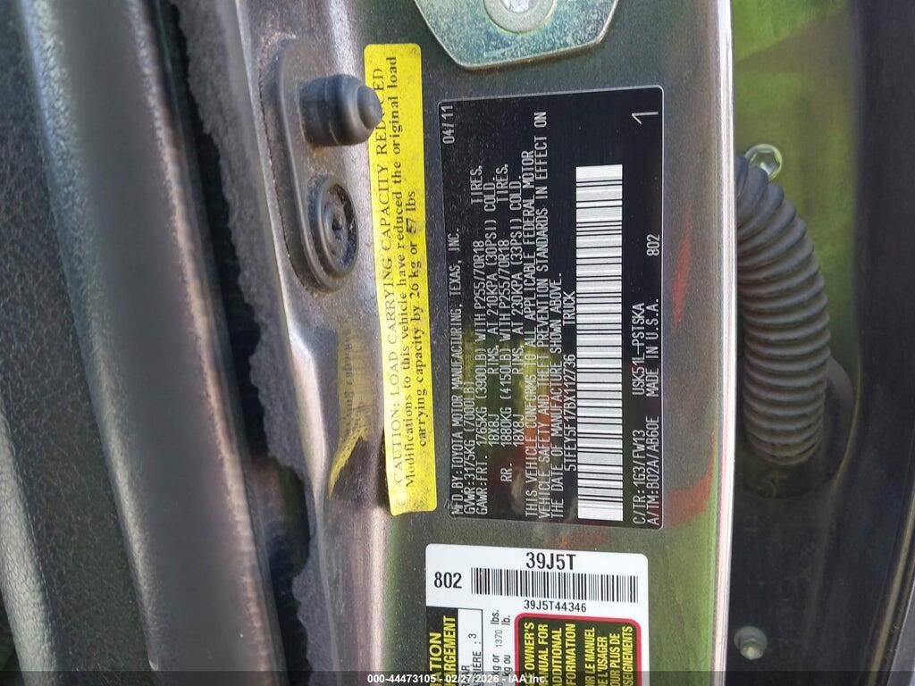 5TFEY5F17BX112736 2011 TOYOTA TUNDRA photo no. 9