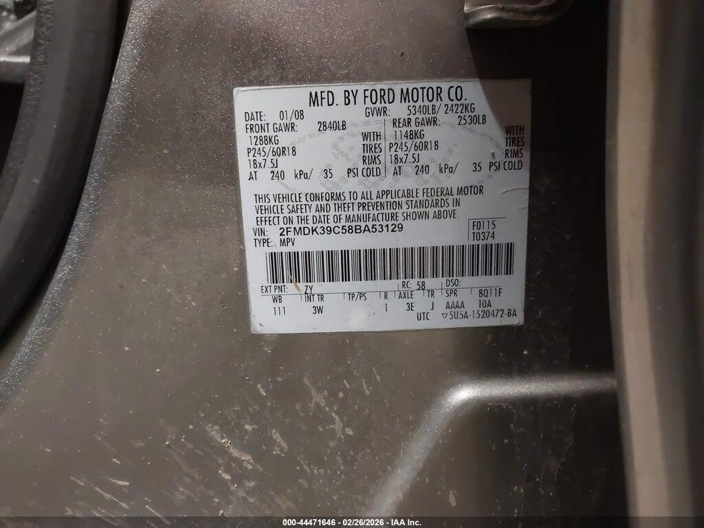 2FMDK39C58BA53129 2008 FORD EDGE photo no. 9