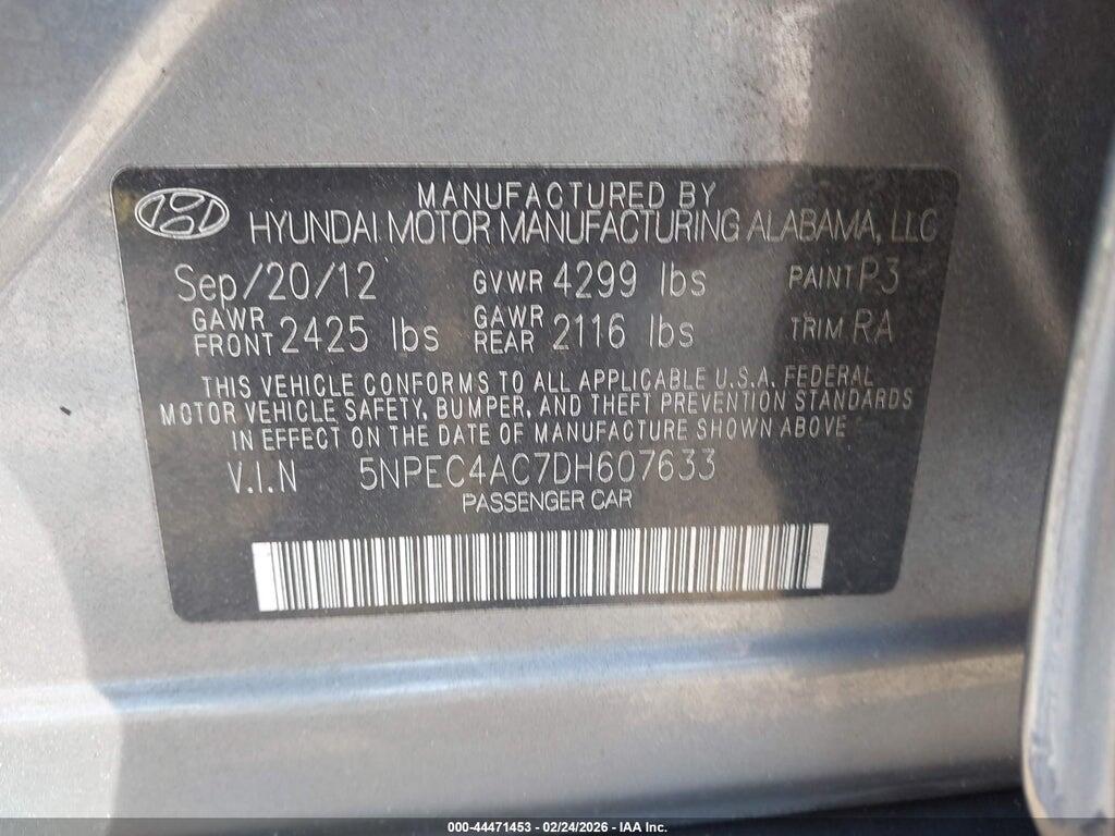 5NPEC4AC7DH607633 2013 HYUNDAI SONATA photo no. 9