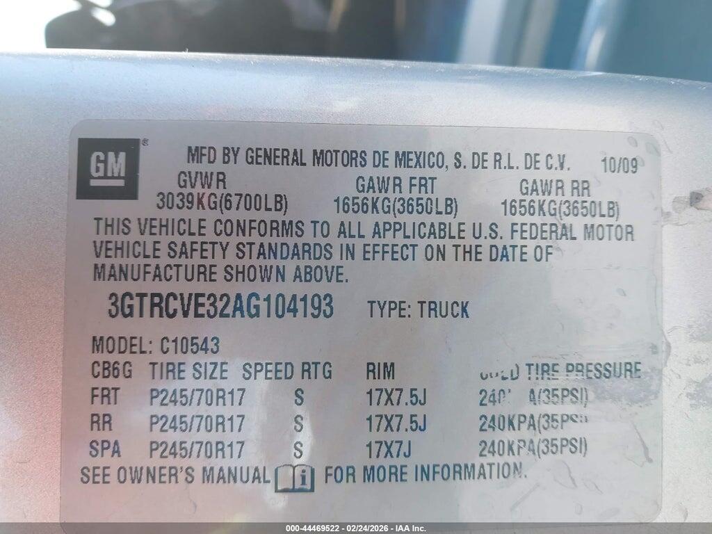 3GTRCVE32AG104193 2010 GMC SIERRA 1500 photo no. 9