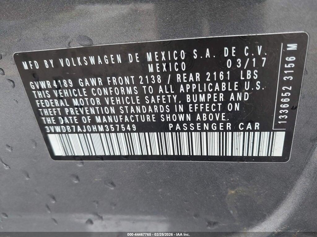 3VWDB7AJ0HM357549 2017 VOLKSWAGEN JETTA photo no. 9