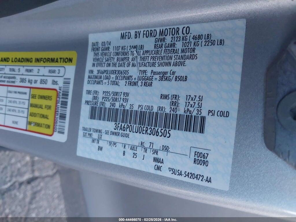 3FA6P0LU0ER306505 2014 FORD FUSION HYBRID photo no. 9