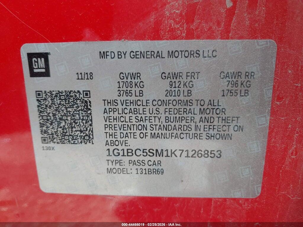 1G1BC5SM1K7126853 2019 CHEVROLET CRUZE photo no. 9