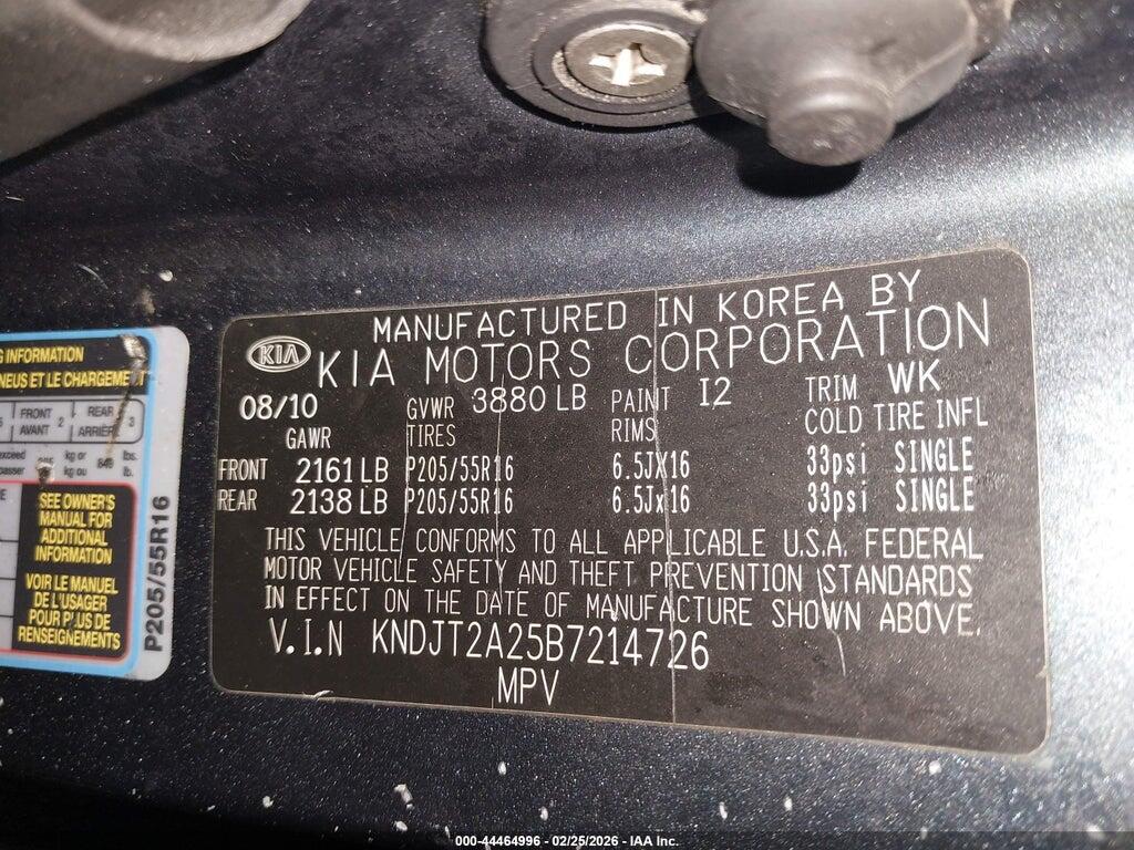 KNDJT2A25B7214726 2011 KIA SOUL photo no. 9