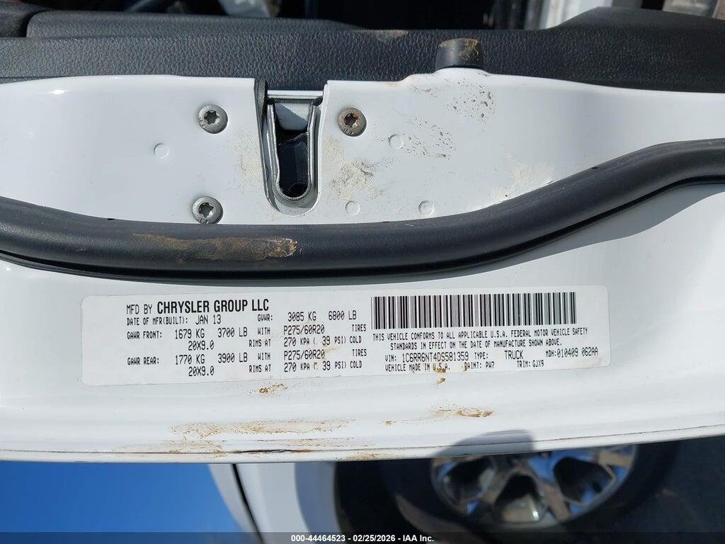 1C6RR6NT4DS581359 2013 RAM 1500 photo no. 9