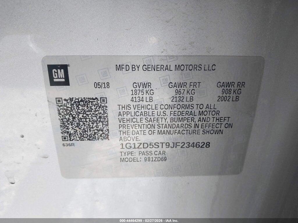 1G1ZD5ST9JF234628 2018 CHEVROLET MALIBU photo no. 9