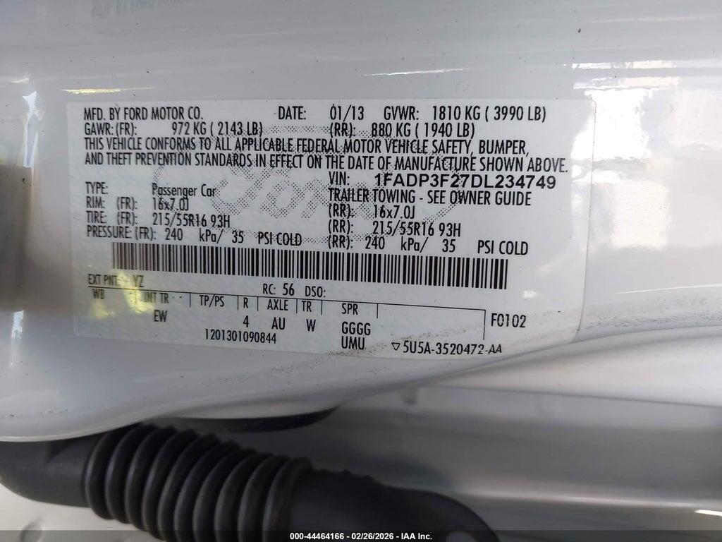 1FADP3F27DL234749 2013 FORD FOCUS photo no. 9