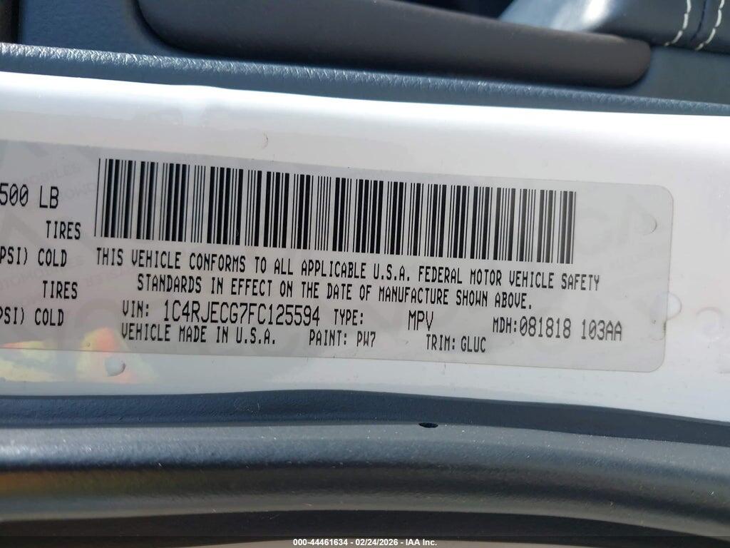 1C4RJECG7FC125594 2015 JEEP GRAND CHEROKEE photo no. 9