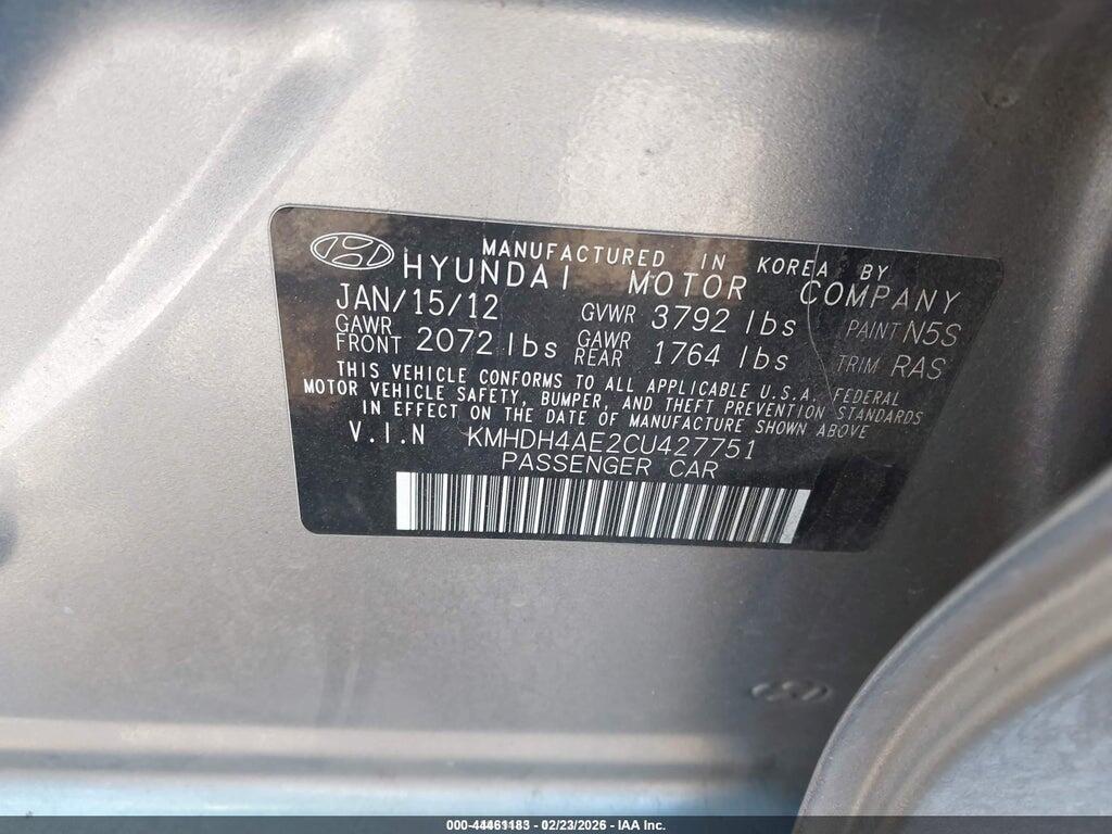 KMHDH4AE2CU427751 2012 HYUNDAI ELANTRA photo no. 9