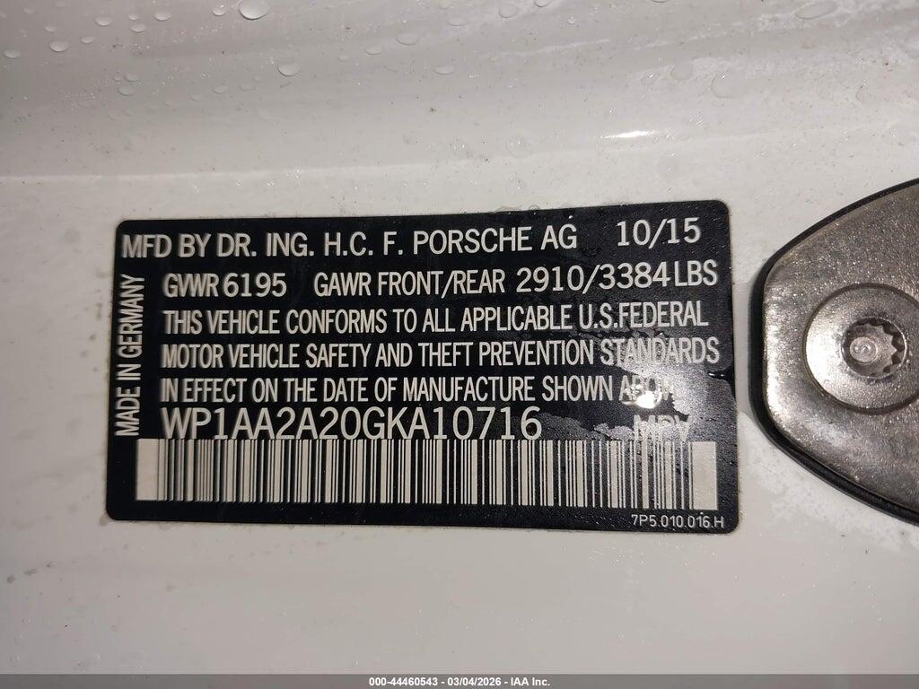 WP1AA2A20GKA10716 2016 PORSCHE CAYENNE photo no. 9