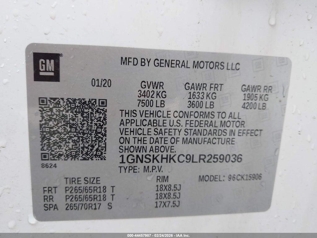 1GNSKHKC9LR259036 2020 CHEVROLET SUBURBAN photo no. 9