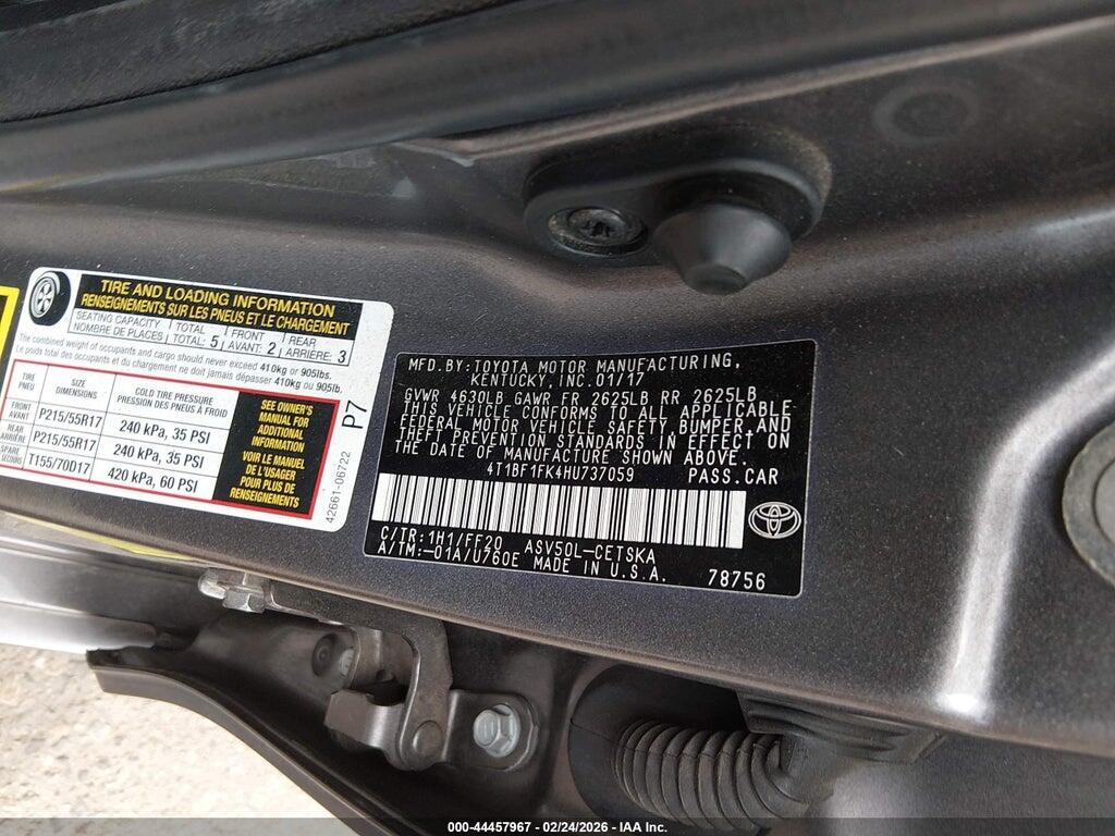 4T1BF1FK4HU737059 2017 TOYOTA CAMRY photo no. 9
