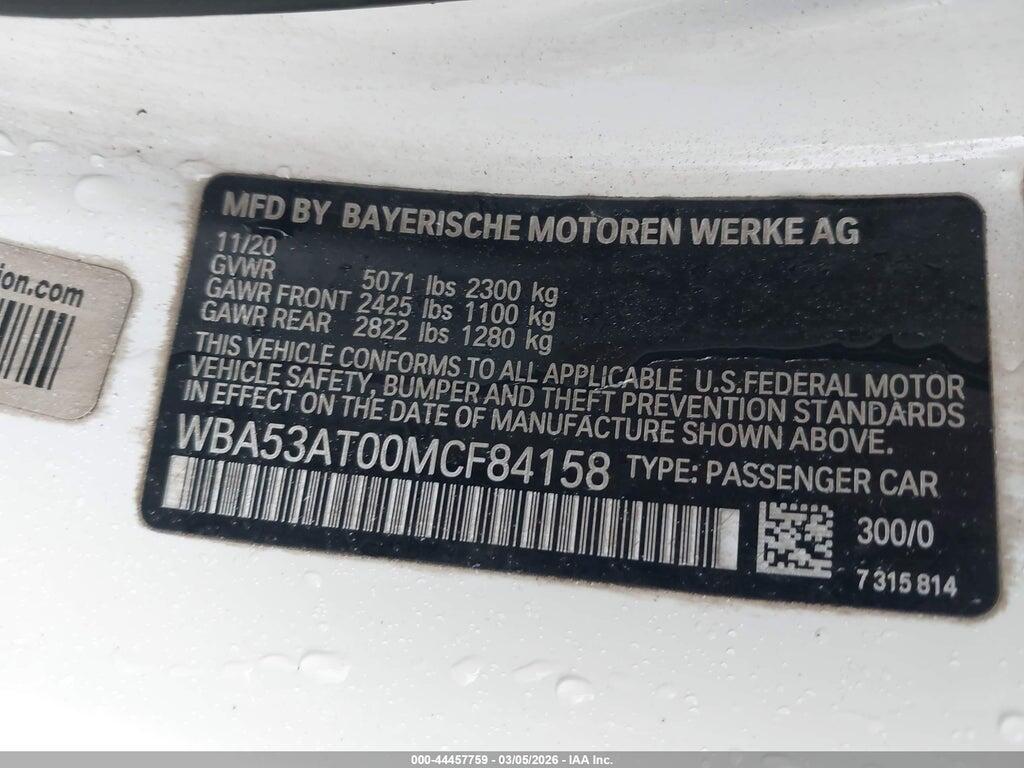 WBA53AT00MCF84158 2021 BMW M440I photo no. 9
