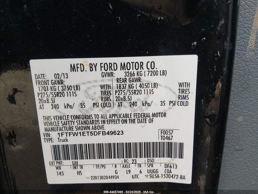1FTFW1ET5DFB49623 2013 FORD F-150 photo no. 9