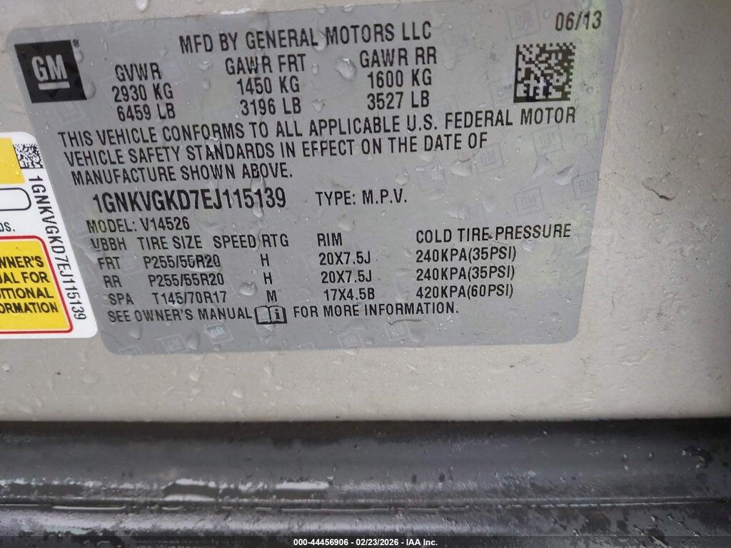 1GNKVGKD7EJ115139 2014 CHEVROLET TRAVERSE photo no. 9