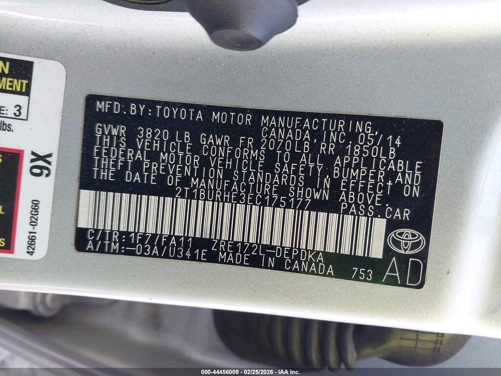 2T1BURHE3EC175177 2014 TOYOTA COROLLA photo no. 9