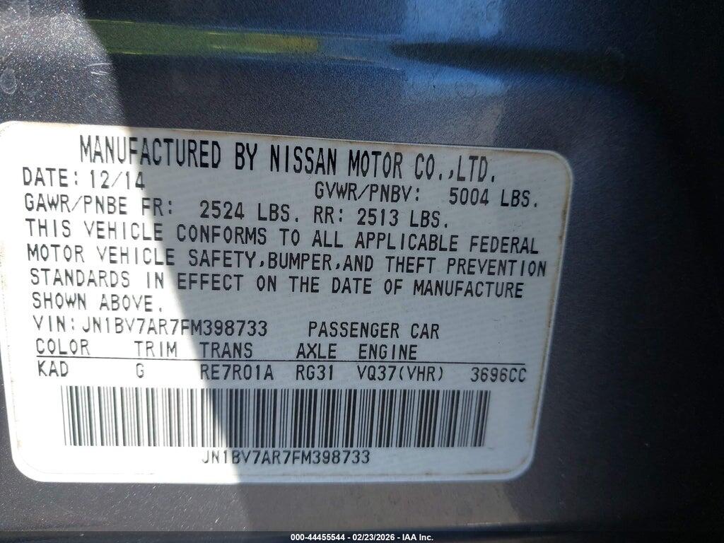 JN1BV7AR7FM398733 2015 INFINITI Q50 photo no. 9