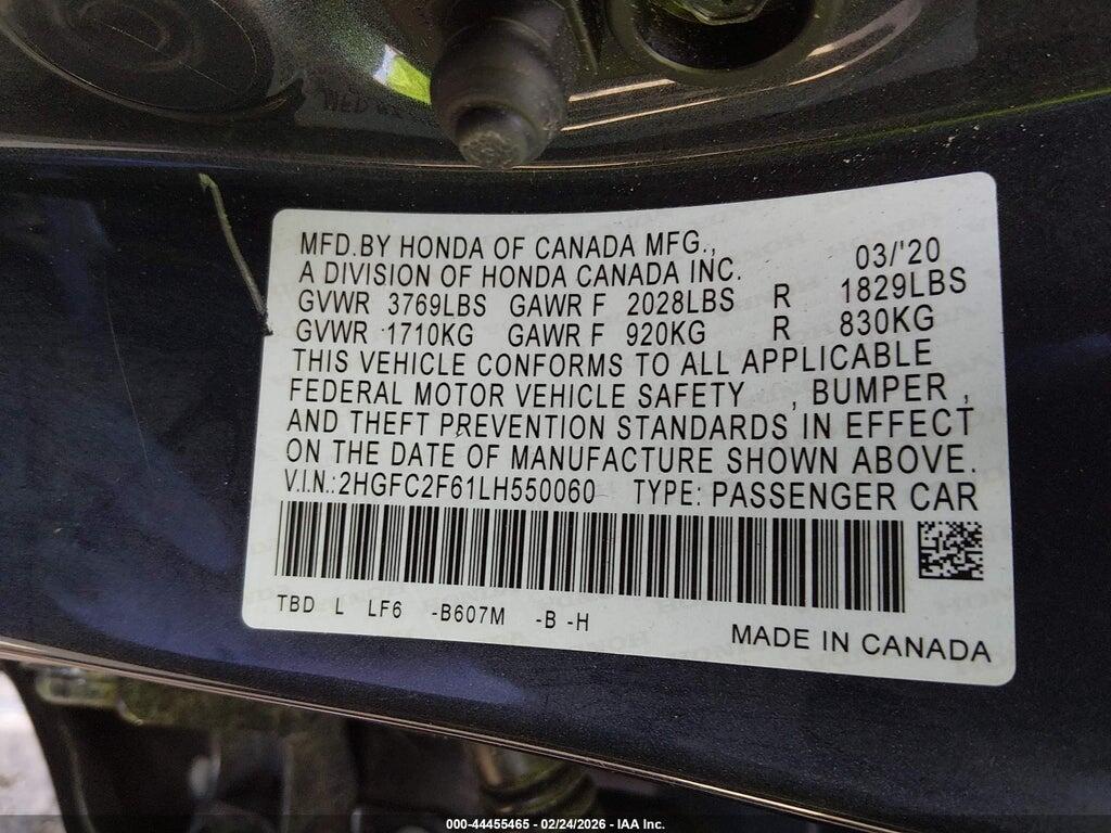 2HGFC2F61LH550060 2020 HONDA CIVIC photo no. 9