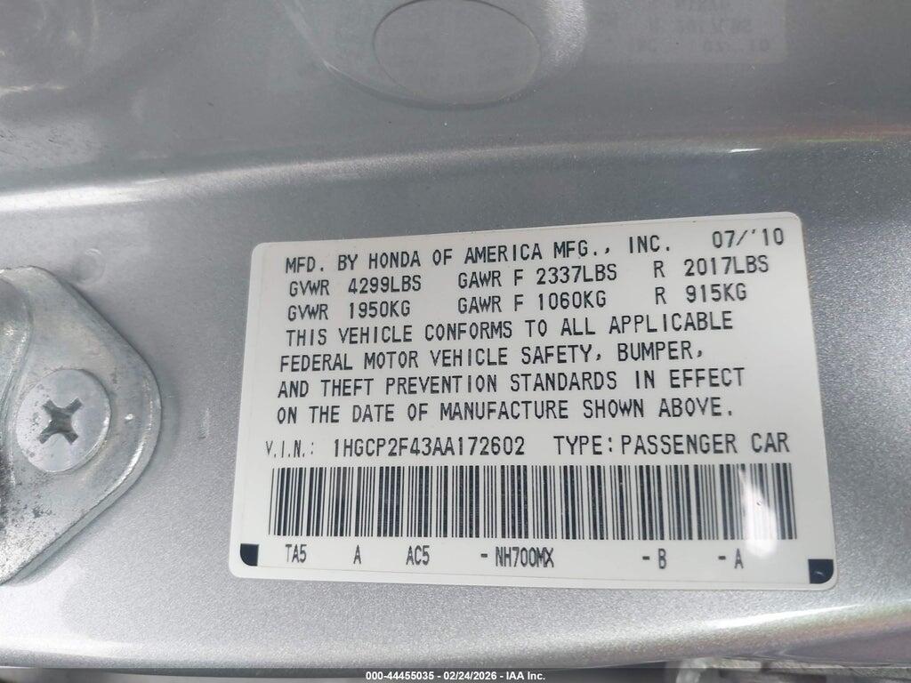 1HGCP2F43AA172602 2010 HONDA ACCORD photo no. 9