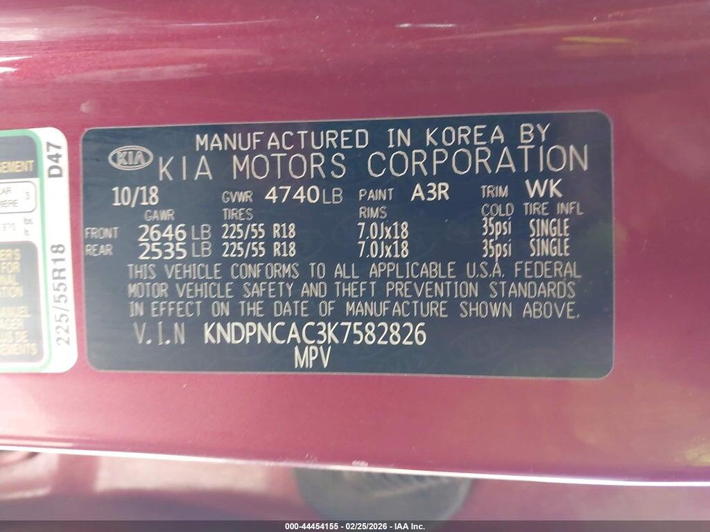KNDPNCAC3K7582826 2019 KIA SPORTAGE photo no. 9
