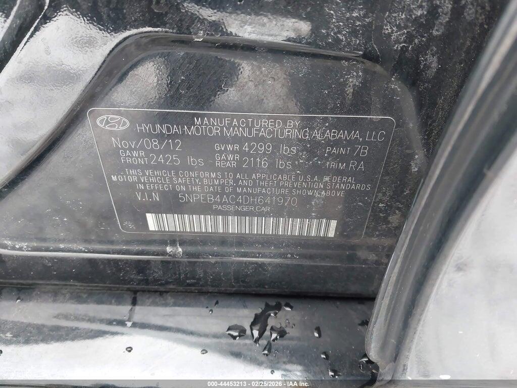 5NPEB4AC4DH641970 2013 HYUNDAI SONATA photo no. 9