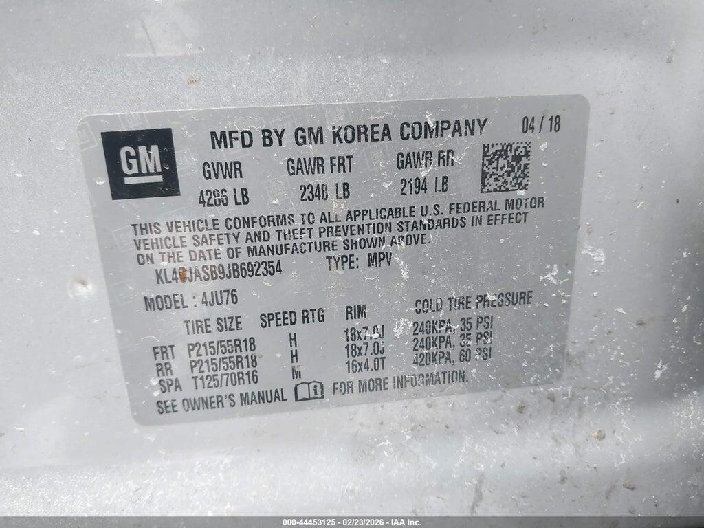 KL4CJASB9JB692354 2018 BUICK ENCORE photo no. 9