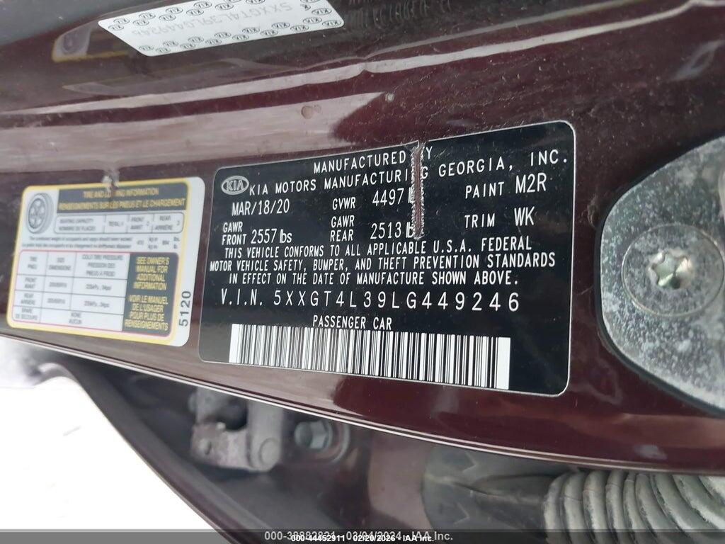5XXGT4L39LG449246 2020 KIA OPTIMA photo no. 9